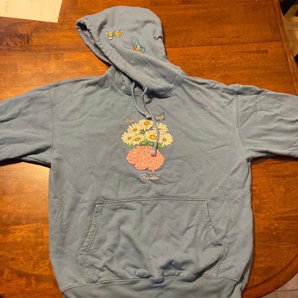 USED Primitive brain flowers hoodie
